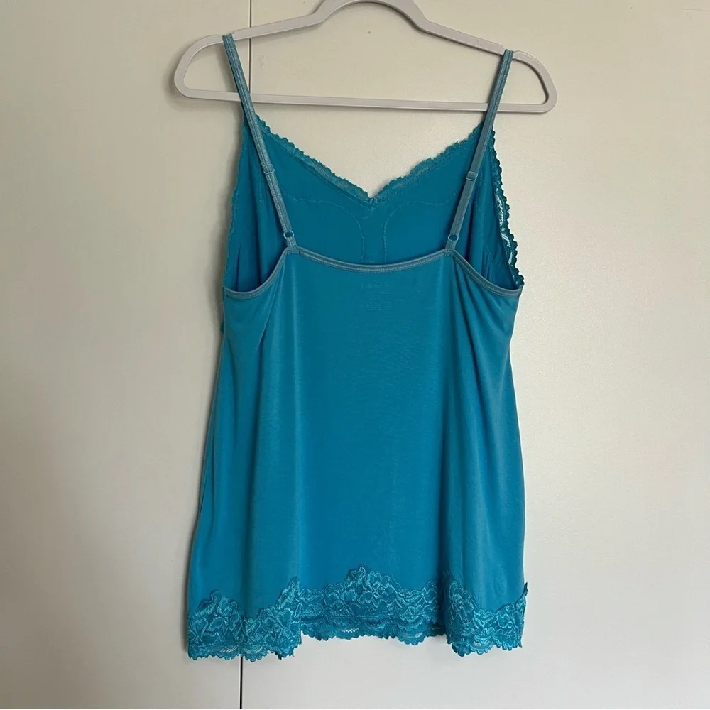 Lane Bryant Lace Trim Cami Tank Top Turquoise Blue size 14/16
